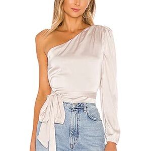 Revolve one shoulder Top, cream/bone color,size small